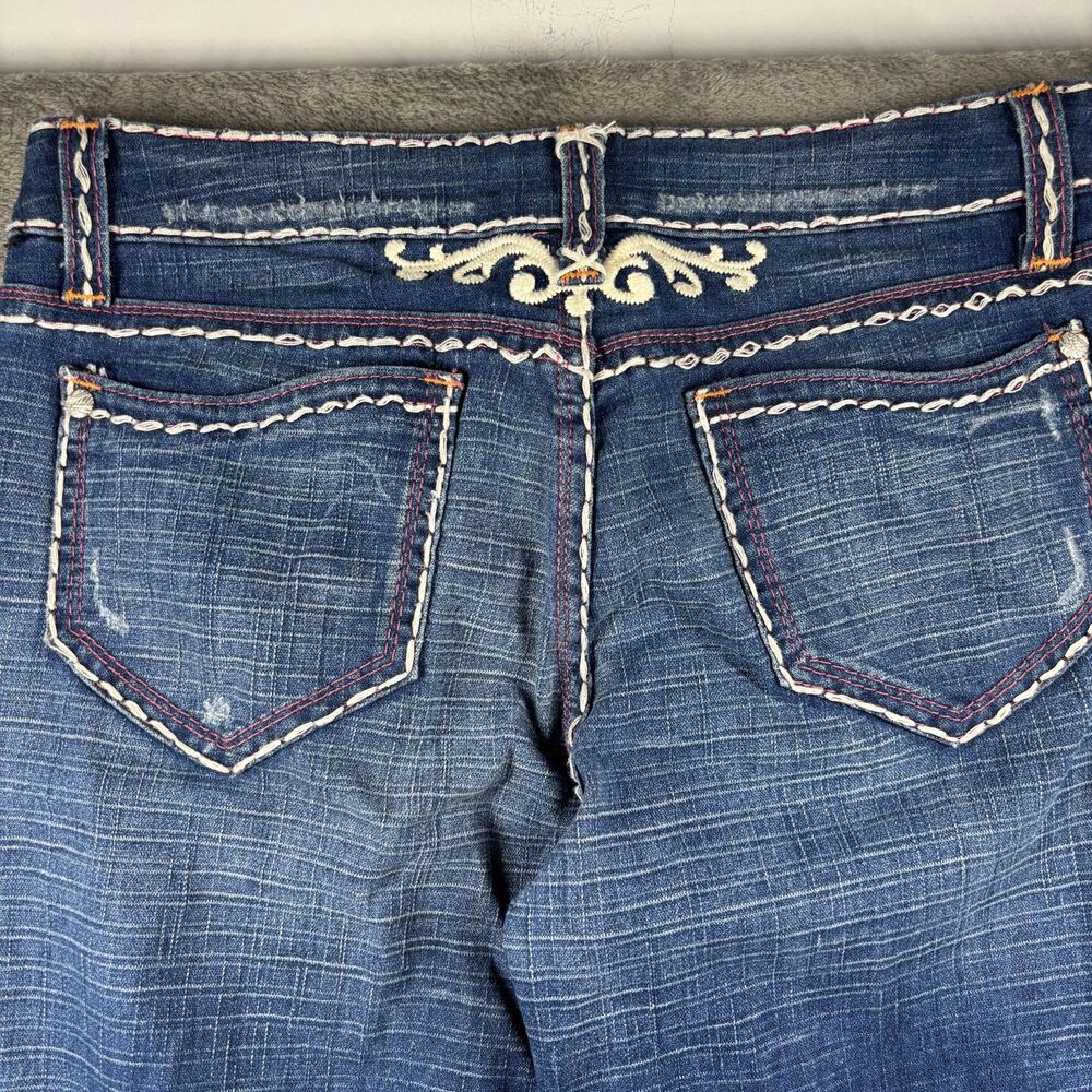 Cache Contour Collection Women Jeans Vintage Y2K Thick Stitch Flare Size 12 M261 - Picture 4 of 10